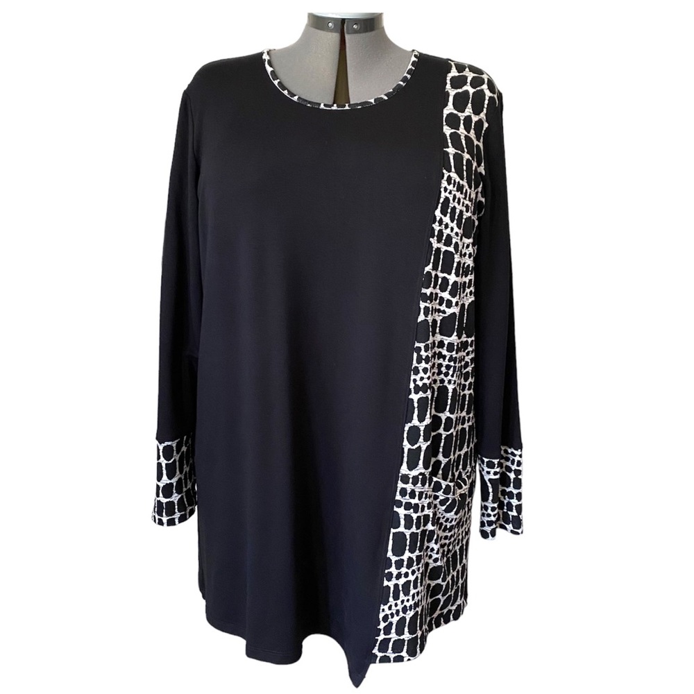 Pure Essence mixed media long-line knit tunic XXL